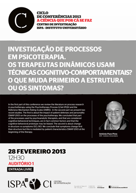 Investigação de processos em psicoterapia. Os terapeutas dinâmicos usam técnicas cognitivo-comportamentais? O que muda primeiro a estrutura ou os sintomas?